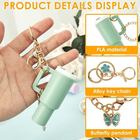 20 PCS Mini Tumbler Keychain for Stanley Cup, Chapstick Holder Key Chain 1.18 x 3.74 In Bag Charms for Women Men Hold 0.8x3In in Saudi Arabia