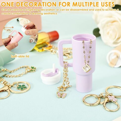 20 PCS Mini Tumbler Keychain for Stanley Cup, Chapstick Holder Key Chain 1.18 x 3.74 In Bag Charms for Women Men Hold 0.8x3In in Saudi Arabia