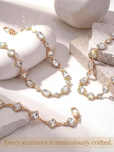 Nosiny 3pcs Bag Chain Charms for Handbag, Rhinestone Purse Charm Chain, Clear Crystal Detachable Handbag Extender Chains for Women Wedding, Party & Daily Wear in Kuwait