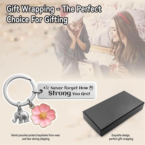 Bluradio Inspirational Keychain for Women with Elephant & Flower Charms | Emotional Support Keychain with Pink Flowers & Elephant Charm for Mom, Friend,Daily Encouragement, Father's Day in Saudi Arabia