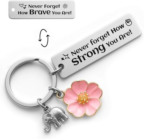 Bluradio Inspirational Keychain for Women with Elephant & Flower Charms | Emotional Support Keychain with Pink Flowers & Elephant Charm for Mom, Friend,Daily Encouragement, Father's Day in Saudi Arabia