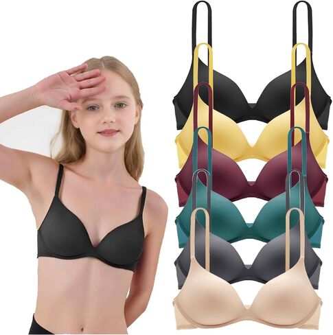 Teens Girls Seamless Bras Everyday Underwear Wire Free Brassiere Unlined Bralettes for 10-18 Years Girls - 6 Pack in Kuwait