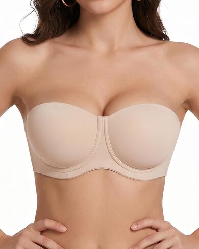 HACI Strapless Bras for Large Bust Full Coverage Plus Size Contour Cup Anti-Slip Support in Kuwait