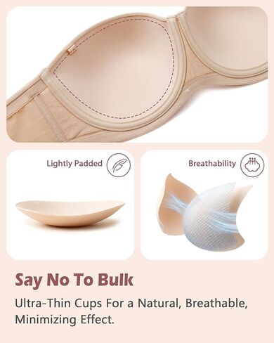 HACI Strapless Bras for Large Bust Full Coverage Plus Size Contour Cup Anti-Slip Support in Kuwait