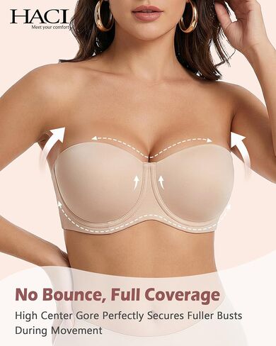 HACI Strapless Bras for Large Bust Full Coverage Plus Size Contour Cup Anti-Slip Support in Kuwait
