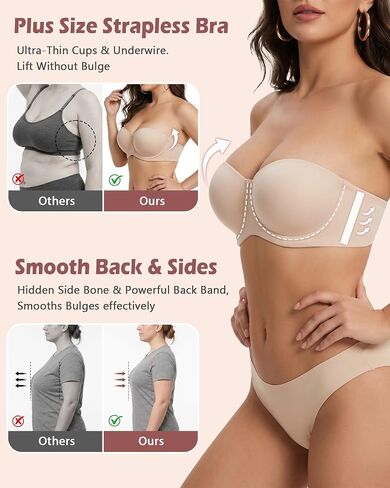 HACI Strapless Bras for Large Bust Full Coverage Plus Size Contour Cup Anti-Slip Support in Kuwait