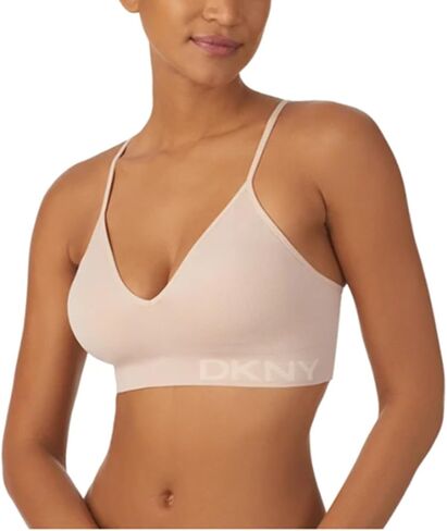 DKNY Women's Seamless Bra with Adjustable Straps, Soft Stretch Fabric, 2-Pack, Black/Ivory, Medium in Saudi Arabia