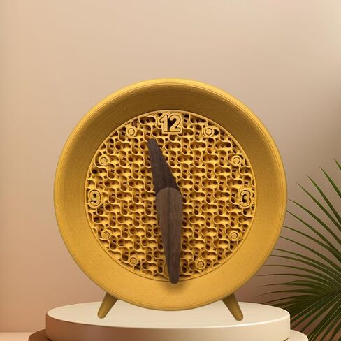 Small Analog Alarm Clock For Table Desk Shelf Bookshelf Nightstand Living Guest Room Decor Aesthetic Modern Vintage Boho Cottagecore Art Deco Cubicle Accessories Anthropologie Home (Ochre Yellow) in Kuwait