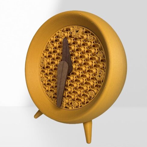 Small Analog Alarm Clock For Table Desk Shelf Bookshelf Nightstand Living Guest Room Decor Aesthetic Modern Vintage Boho Cottagecore Art Deco Cubicle Accessories Anthropologie Home (Ochre Yellow) in Kuwait