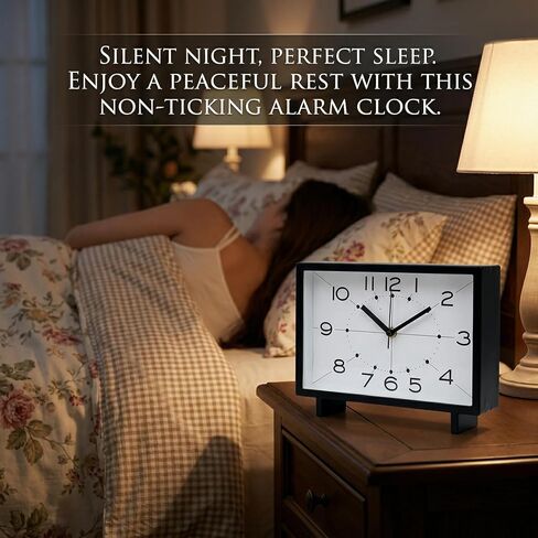 EMAX HOME Modern Rectangular Table Clock, Silent Non-Ticking Desk Clock Battery Operated, 11 Inch Minimalist Mantel Shelf Clock with Large Numerals for Living Room Decor, Bedroom Nightstand & Office in Saudi Arabia