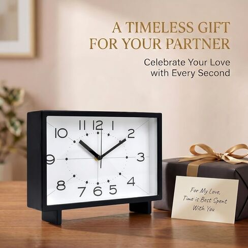 EMAX HOME Modern Rectangular Table Clock, Silent Non-Ticking Desk Clock Battery Operated, 11 Inch Minimalist Mantel Shelf Clock with Large Numerals for Living Room Decor, Bedroom Nightstand & Office in Saudi Arabia