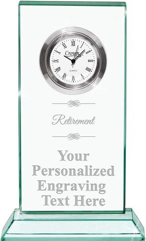 Crown Awards Retirement Jade Duo Crystal Clock with Engraving Included Prime in Kuwait