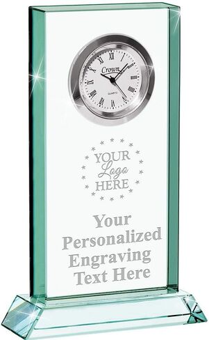 Crown Awards Retirement Jade Duo Crystal Clock with Engraving Included Prime in Kuwait