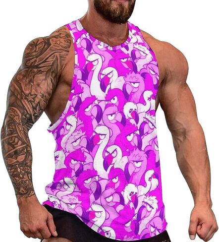 FALREO Mens Pink Flamingo Tank Tops Summer Sleeveless Shirts Beach Graphic Workout Sport Gym Muscle Shirt in Kuwait