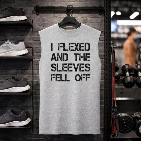 I Flexed and the Sleeves Fell Off Tank Top – Funny Gym Muscle Shirt for Men, Workout Humor Fitness Weightlifting Tee in Saudi Arabia