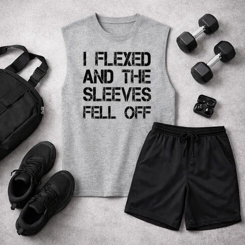 I Flexed and the Sleeves Fell Off Tank Top – Funny Gym Muscle Shirt for Men, Workout Humor Fitness Weightlifting Tee in Saudi Arabia
