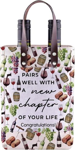 UJIMS Pairs Well With a New Chapter of Your Life Bottle Wine Tote Bag Congratulations Wine Tote Bag Gift in Kuwait