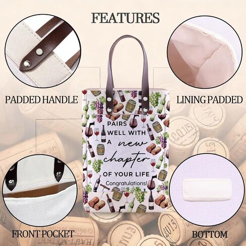 UJIMS Pairs Well With a New Chapter of Your Life Bottle Wine Tote Bag Congratulations Wine Tote Bag Gift in Kuwait