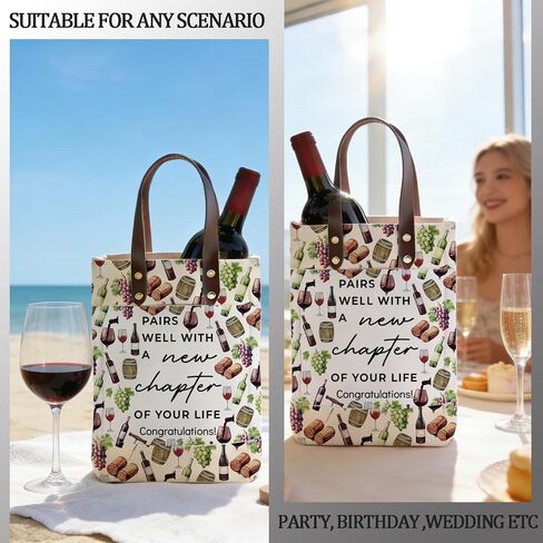 UJIMS Pairs Well With a New Chapter of Your Life Bottle Wine Tote Bag Congratulations Wine Tote Bag Gift in Kuwait