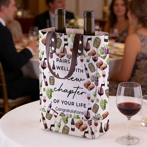 UJIMS Pairs Well With a New Chapter of Your Life Bottle Wine Tote Bag Congratulations Wine Tote Bag Gift in Kuwait
