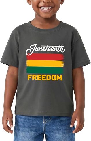Kids Juneteenth T-Shirt Boys Girls Tee 1865 June 19th Black History Shirts Short Sleeve Cotton 2-8T in Saudi Arabia