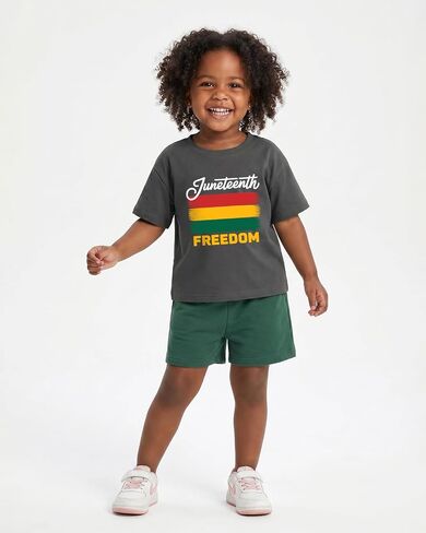 Kids Juneteenth T-Shirt Boys Girls Tee 1865 June 19th Black History Shirts Short Sleeve Cotton 2-8T in Saudi Arabia