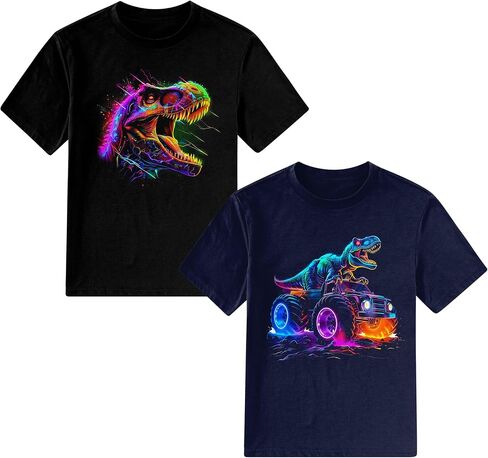 Lovekider 7-12 Years Boys Kids 2 Pack Graphic T-Shirts Short Sleeve Crew Neck Shirt Soft Casual T Shirt in Saudi Arabia