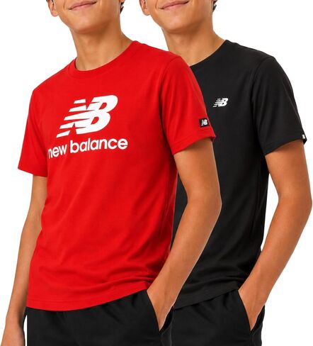 New Balance Boys Tshirts - 2 Pack Short Sleeve Crew Neck Athletic Shirts for Boys - Kids Youth Workout Tshirt Top in Saudi Arabia
