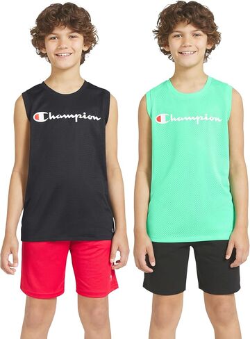 Champion Boys 2 Pack Mesh Tank Tops for Kids Muscle Shirts in Kuwait