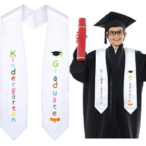 Kindergarten Graduation Stole Unisex Preschool Kids Graduate Classroom Graduation Stole Class of 2026 Sash Gift(White) in Saudi Arabia