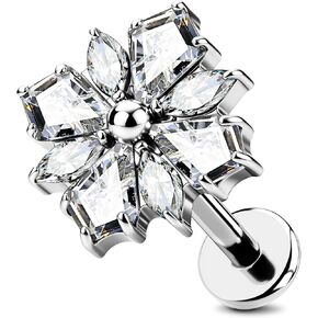 OUFER Body Piercing Titanium Cartilage Earrings 16G Flower Helix Earrings for Women Internally Thread Tragus Piercing Jewelry 8MM Conch Helix Tragus Stud Flat Back Cartilage Piercings for Women in Saudi Arabia