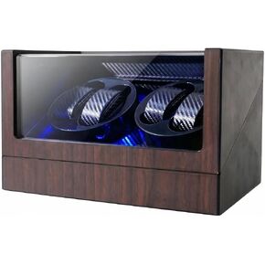 Watch Winders for 4 Automatic Watches, Automatic Watch Winder Box, Watch Spinner for Rolex with Blue Light, Battery or USB Powered, Present for Men and Women, Quiet Mabuchi Motor in Saudi Arabia