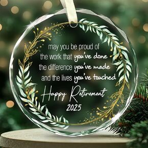 Retirement Gifts for Women, Men 2026 - Retirement Ornament 2026 - May You Be Proud of The Work You Do - Retired Glass Ornament for Teacher, Nurse, Coworker, Boss, Christmas Keepsake Gift in Saudi Arabia