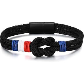 Infinity Nautical Love Knot Rope Bracelet for Men - American Flag Braided Rope Bracelets with Stainless Steel Clasp Friendship Forever String Paracord Bracelet Minimalist SurferJewelry Gifts for Men in Saudi Arabia