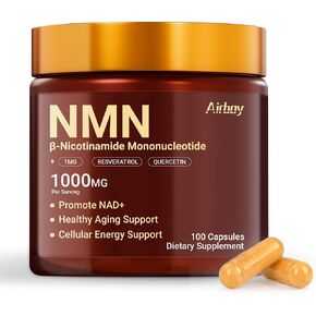 Airboy NMN Supplement 1000mg, 4-in-1 NAD+ Supplement with Nicotinamide Mononucleotide, Resveratrol, TMG, Quercetin, NMNH Alternative, Energy, Focus- 100 Count in Saudi Arabia