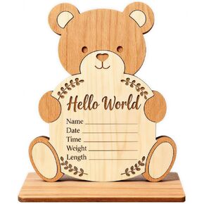 Baby Announcement Sign - Nursery Decoration with Base,Wooden Hello World Newborn Sign Name Date Time Weight Length Board,Newborn Announcement Great Keepsake for New Parents,Hospital Door Sign in Saudi Arabia