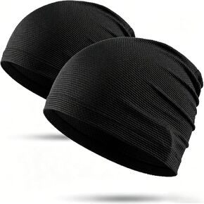 2 Pack Cooling Skull Caps for Men Women, Breathable 3D Mesh Running Caps, Lightweight Quick Dry Sports Helmet Liner for Cycling Gym Sports Summer Black in Kuwait