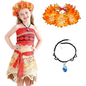 Princess Adventure Ocean Costume for Girls Dress Halloween With Necklace and Garlands in Saudi Arabia