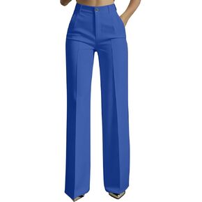 Womens Dress Pants Casual Wide Leg High Waisted Trousers Breathable Stretch Dressy Office Business Slacks with Pockets in Kuwait