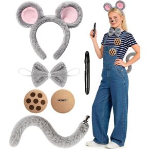Animal Costume Accessories Set for Women, Plush Animal Ears Headband Tail Kit for Halloween Theme Party Dress Up in Saudi Arabia