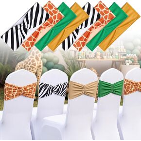 Tranqun 24 Pcs Cartoon Toy Baby Shower Decorations Colorful Spandex Chair Sashes Blue Sky White Cloud and Cow Print Chair Sashes for Birthday Wedding Banquet Cow Cartoon Partys Decorations in Saudi Arabia