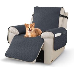 100% Waterproof Recliner Chair Covers,Non-Slip Chair Cover Dog Furniture Protector Recliner Covers Washable Slipcover with Pocket,Elastic Straps for Pets,Dogs,23.6",Dark Gray in Saudi Arabia