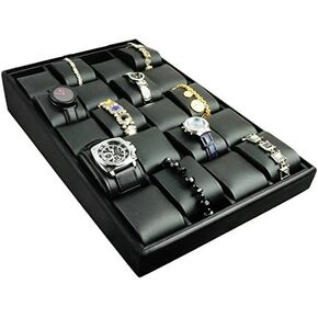 Black Leather Men's Watch Display Tray Organizer Holder ~ Holds 20 Watches in Saudi Arabia