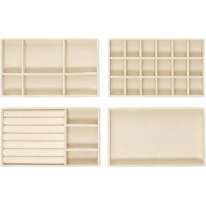 Velvet Jewelry Organizer for Drawers Stackable Storage Inserts Set Beige Drawer Organizer Inserts Small Jewelry Trays for Earrings Rings Necklaces Set of 4 in Saudi Arabia