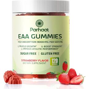 EAA Gummies 120 Gummies (Strawberry), Essential Amino Acids - All 9 Essential Aminos (EAA) and All Branched-Chain Aminos (BCAAs), Non-GMO, Gluten Free, Vegetarian Friendly in Saudi Arabia