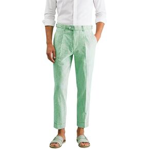 Mens Seersucker Pants Breathable Lightweight with Adjustable Waist for Summer Casual Business in Saudi Arabia
