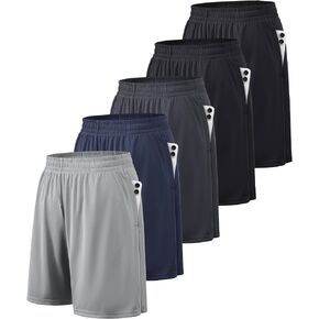 Mens Athletic Shorts 5 Pack with Large Pockets - Upgraded Seams Quick Dry Outside Workout Running Gym Activewear in Saudi Arabia