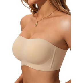 Strapless Bra for Women Non-Slip Silicone Bandeau Invisible Under Dresses Convertible with Clear & Fabric Straps in Saudi Arabia