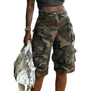 Unybwonn Women's Bermuda Jean Shorts High Waisted Cargo Long Denim Shorts Trendy Streetwear Baggy Jorts with Pockets in Saudi Arabia