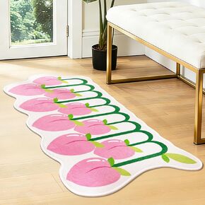 Irregular Runner Rug, Soft Low-Pile Non Slip Backing Washable Kitchen Laundry Mat Cute Fruit Shape Aesthetic Accent Rug Home Decor for Bedroom Living Room Entryway, 20"x48", Orange in Saudi Arabia